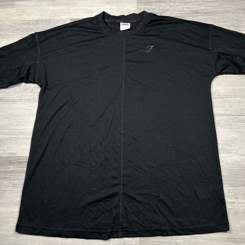 Gymshark T-Shirt Men's Large Black 3/4 Sleeve Gym Train Workout Exercise Run New